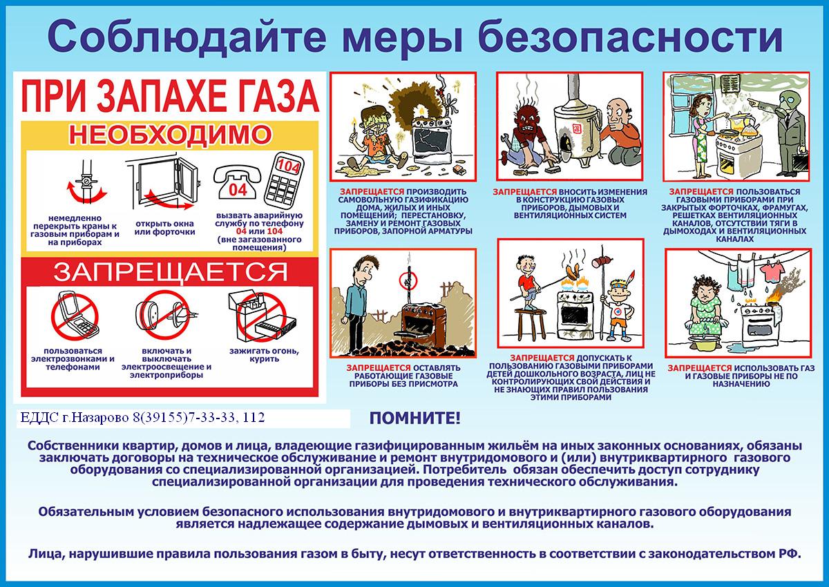 Меры безопасности бытовой газ.